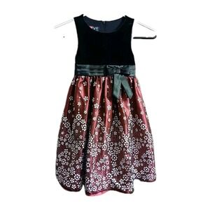 LOVE by Special Occasions Young Girl Celibate DRESS Sz 6 Blk/Pink Velvet#258C